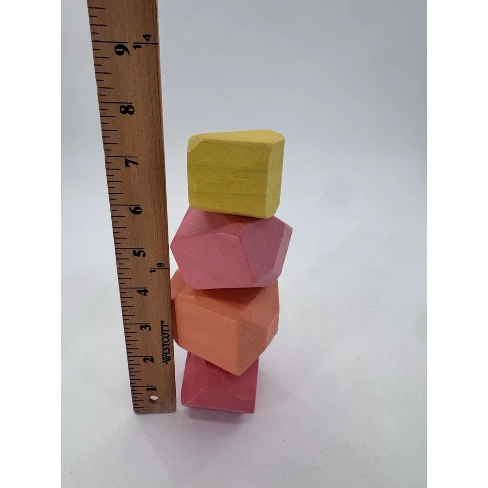 Lovevery 4 Solid Wood Stacking Boulders from The Free Spirit Play Kit Montessori